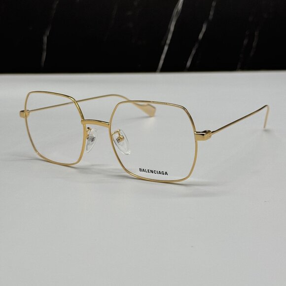 NEW BALENCIAGA BB0090O 003 SQUARE GOLD WOMEN EYEGLASSES BALENCIAGA - Picture 2 of 8
